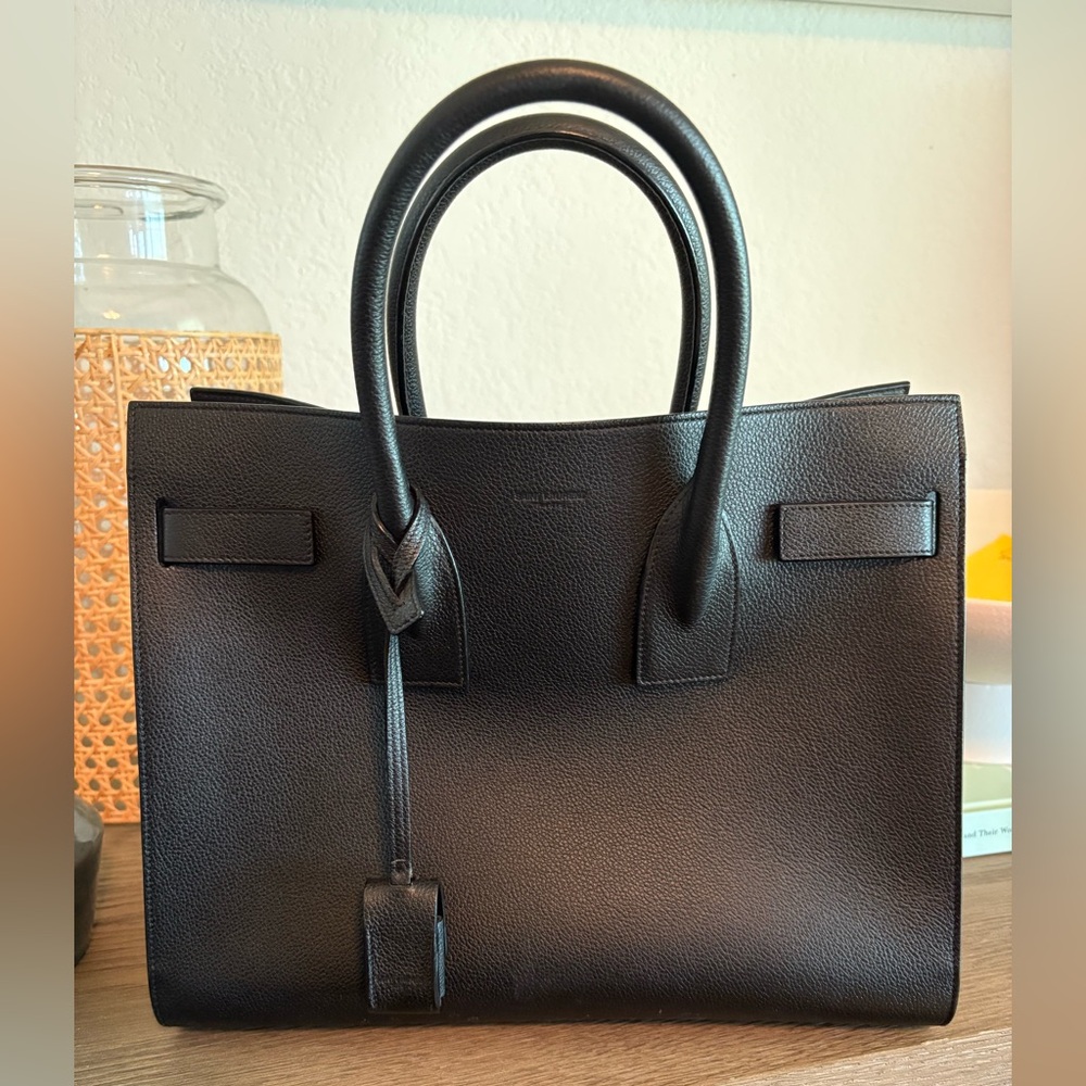 Saint Laurent Sac De Jour Black Grained Leather Tote